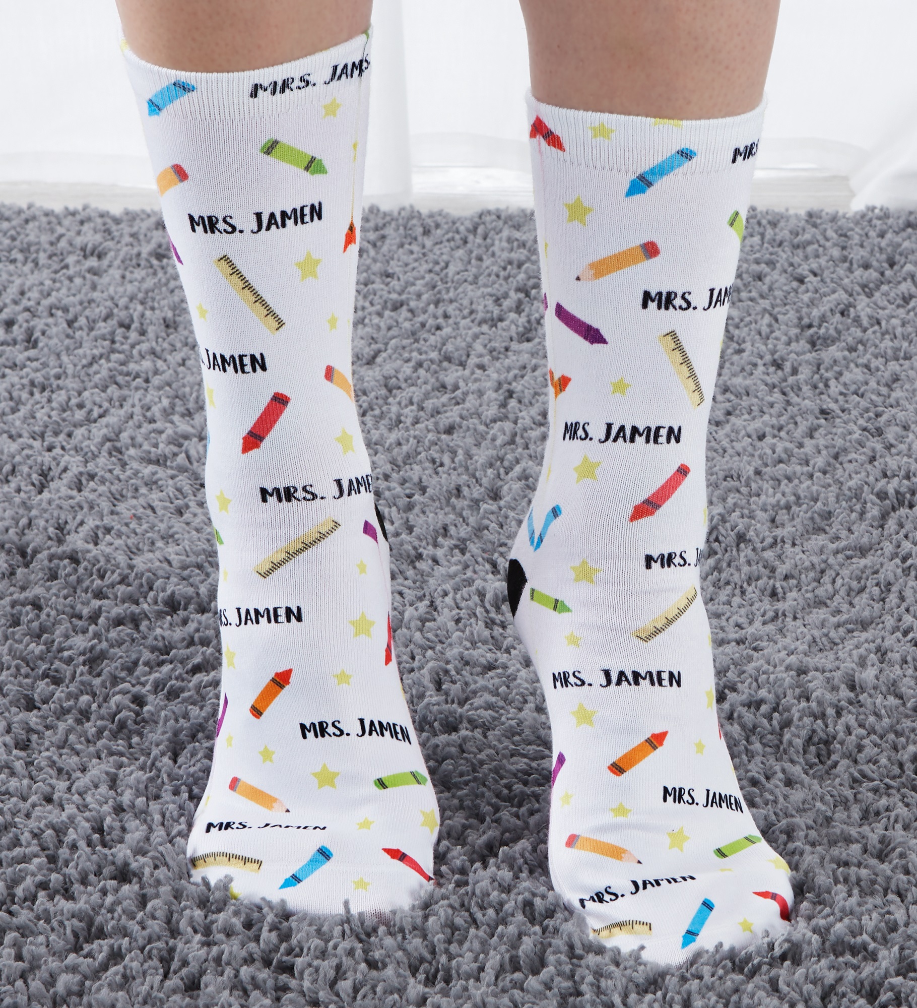School Supplies Personalized Adult Teacher Socks